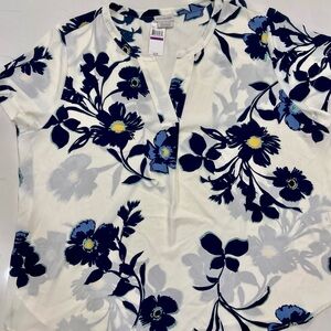 Van Heusen Floral Print Top - Blue and Yellow